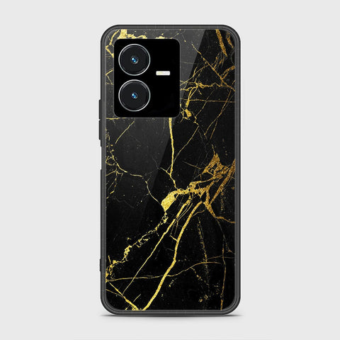 Vivo Y22s Cover- Black Marble Series - HQ Ultra Shine Premium Infinity Glass Soft Silicon Borders Case