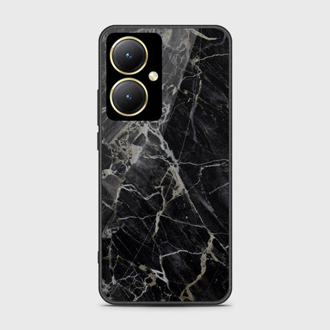 Vivo Y35 Plus Cover- Black Marble Series - HQ Ultra Shine Premium Infinity Glass Soft Silicon Borders Case