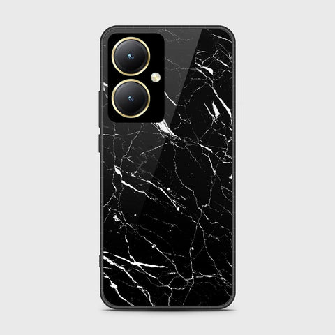 Vivo Y35 Plus Cover- Black Marble Series - HQ Ultra Shine Premium Infinity Glass Soft Silicon Borders Case