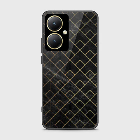 Vivo Y35 Plus Cover- Black Marble Series - HQ Ultra Shine Premium Infinity Glass Soft Silicon Borders Case