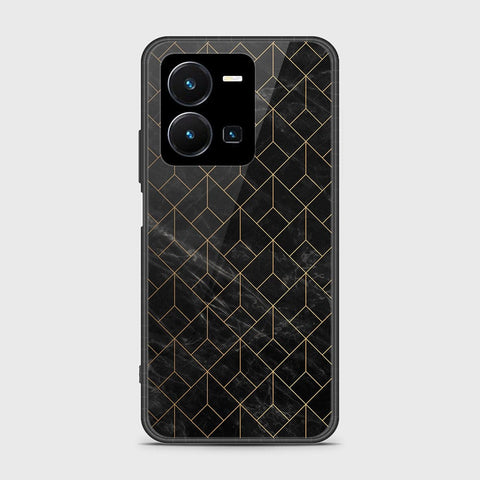 Vivo Y35 4G Cover- Black Marble Series - HQ Ultra Shine Premium Infinity Glass Soft Silicon Borders Case