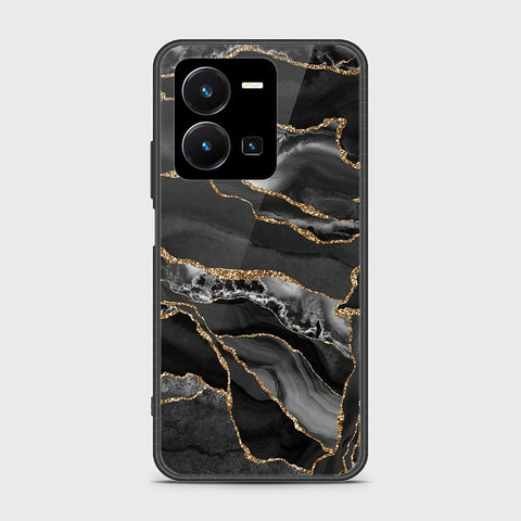 Vivo Y35 4G Cover- Black Marble Series - HQ Ultra Shine Premium Infinity Glass Soft Silicon Borders Case