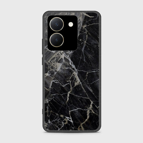 Vivo Y27s Cover- Black Marble Series - HQ Ultra Shine Premium Infinity Glass Soft Silicon Borders Case