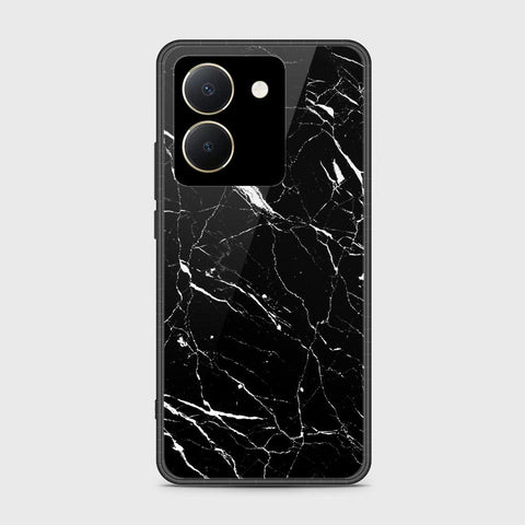 Vivo Y27s Cover- Black Marble Series - HQ Ultra Shine Premium Infinity Glass Soft Silicon Borders Case