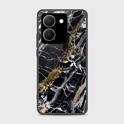 Vivo Y27s Cover- Black Marble Series - HQ Ultra Shine Premium Infinity Glass Soft Silicon Borders Case