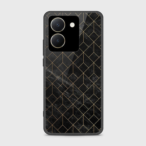 Vivo Y27s Cover- Black Marble Series - HQ Ultra Shine Premium Infinity Glass Soft Silicon Borders Case