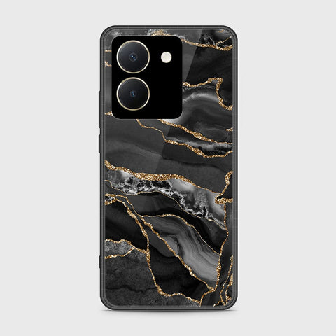 Vivo Y27s Cover- Black Marble Series - HQ Ultra Shine Premium Infinity Glass Soft Silicon Borders Case