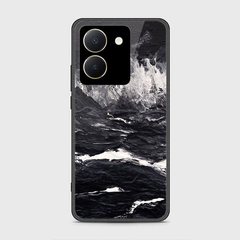 Vivo Y27s Cover- Black Marble Series - HQ Ultra Shine Premium Infinity Glass Soft Silicon Borders Case