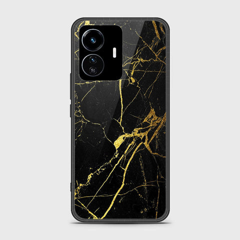 Vivo Y77 5G Cover - Black Marble Series - HQ Ultra Shine Premium Infinity Glass Soft Silicon Borders Case