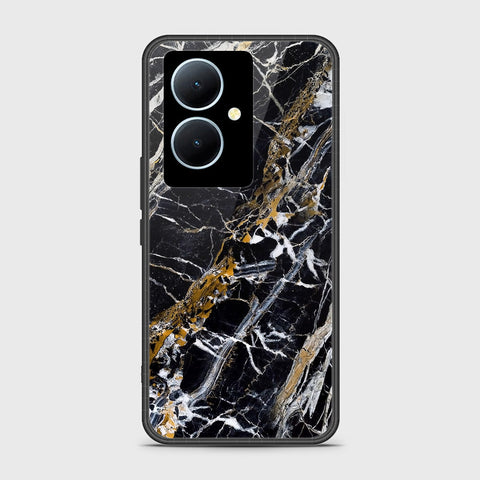 Vivo Y78 Plus 5G Cover- Black Marble Series - HQ Ultra Shine Premium Infinity Glass Soft Silicon Borders Case