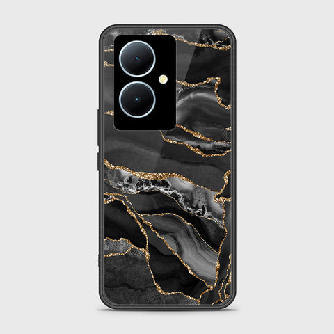 Vivo Y78 Plus 5G Cover- Black Marble Series - HQ Ultra Shine Premium Infinity Glass Soft Silicon Borders Case