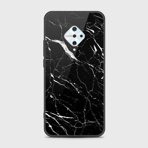 Vivo Y9s Cover- Black Marble Series - HQ Ultra Shine Premium Infinity Glass Soft Silicon Borders Case