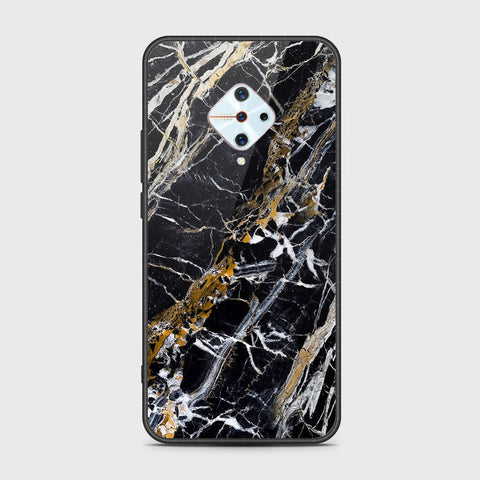 Vivo Y9s Cover- Black Marble Series - HQ Ultra Shine Premium Infinity Glass Soft Silicon Borders Case