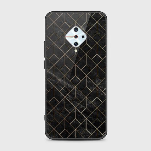 Vivo Y9s Cover- Black Marble Series - HQ Ultra Shine Premium Infinity Glass Soft Silicon Borders Case