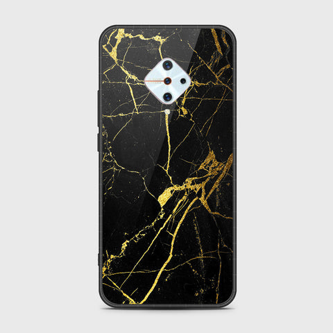 Vivo Y9s Cover- Black Marble Series - HQ Ultra Shine Premium Infinity Glass Soft Silicon Borders Case