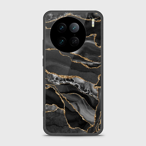 Vivo X90 Pro Cover - Black Marble Series - HQ Ultra Shine Premium Infinity Glass Soft Silicon Borders Case