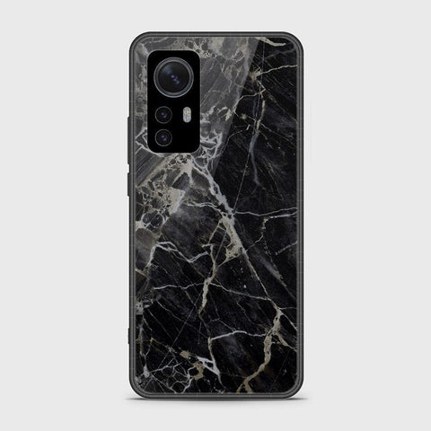 Xiaomi 12X Cover- Black Marble Series - HQ Ultra Shine Premium Infinity Glass Soft Silicon Borders Case