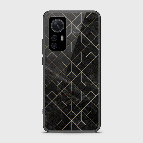 Xiaomi 12X Cover- Black Marble Series - HQ Ultra Shine Premium Infinity Glass Soft Silicon Borders Case