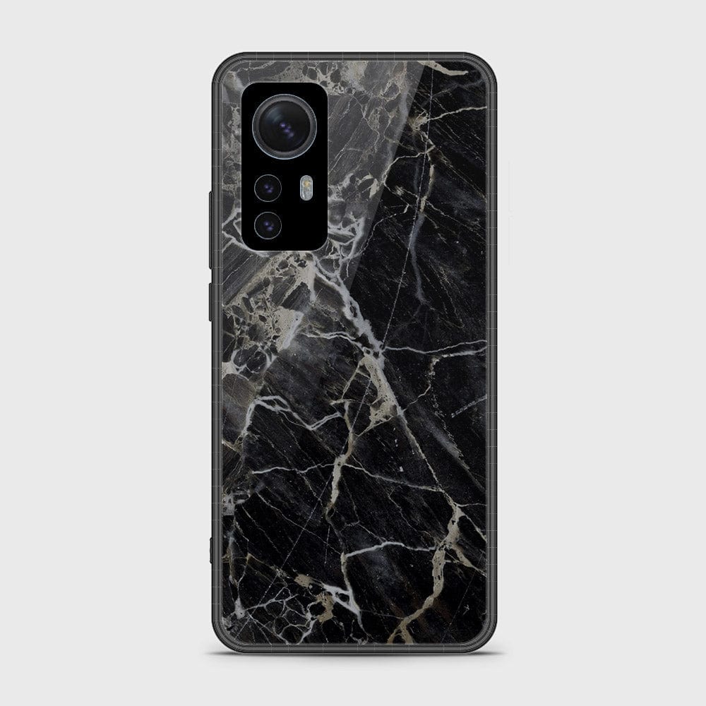 Xiaomi 12 Pro Cover- Black Marble Series - HQ Ultra Shine Premium Infinity Glass Soft Silicon Borders Case