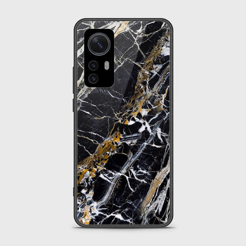 Xiaomi 12 Pro Cover- Black Marble Series - HQ Ultra Shine Premium Infinity Glass Soft Silicon Borders Case