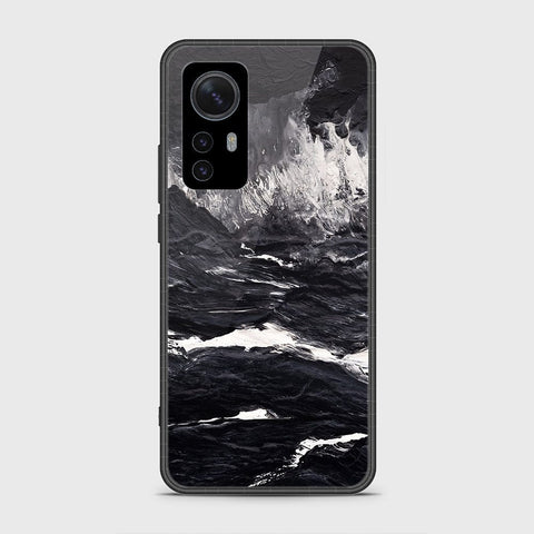 Xiaomi 12 Pro Cover- Black Marble Series - HQ Ultra Shine Premium Infinity Glass Soft Silicon Borders Case