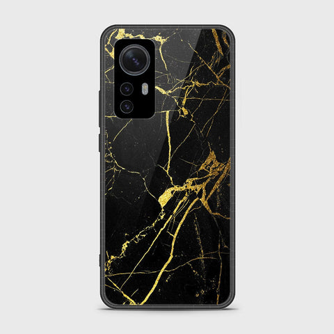 Xiaomi 12 Pro Cover- Black Marble Series - HQ Ultra Shine Premium Infinity Glass Soft Silicon Borders Case