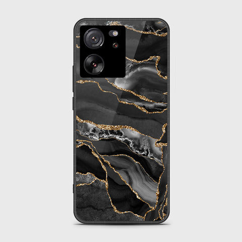 Xiaomi 13T Pro Cover- Black Marble Series - HQ Ultra Shine Premium Infinity Glass Soft Silicon Borders Case