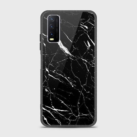 Vivo Y12a Cover - Black Marble Series - HQ Ultra Shine Premium Infinity Glass Soft Silicon Borders Case