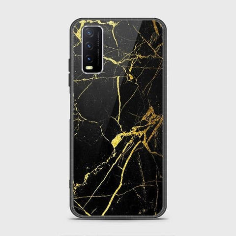 Vivo Y12a Cover - Black Marble Series - HQ Ultra Shine Premium Infinity Glass Soft Silicon Borders Case