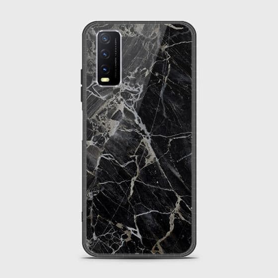 Vivo Y20a Cover - Black Marble Series - HQ Ultra Shine Premium Infinity Glass Soft Silicon Borders Case