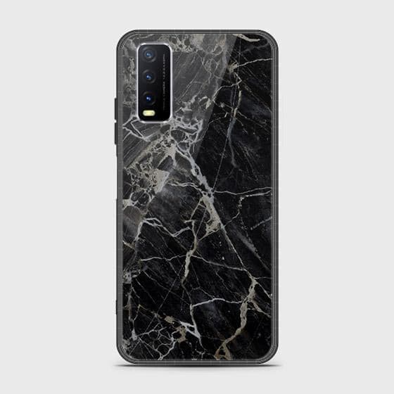 Vivo Y20i Cover - Black Marble Series - HQ Ultra Shine Premium Infinity Glass Soft Silicon Borders Case