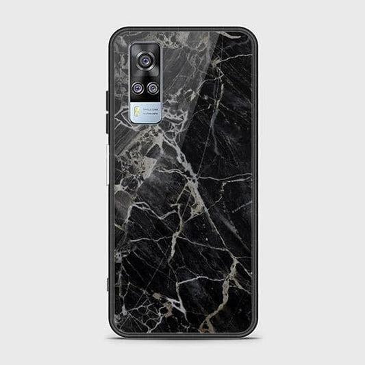 Vivo Y51s Cover - Black Marble Series - HQ Ultra Shine Premium Infinity Glass Soft Silicon Borders Case