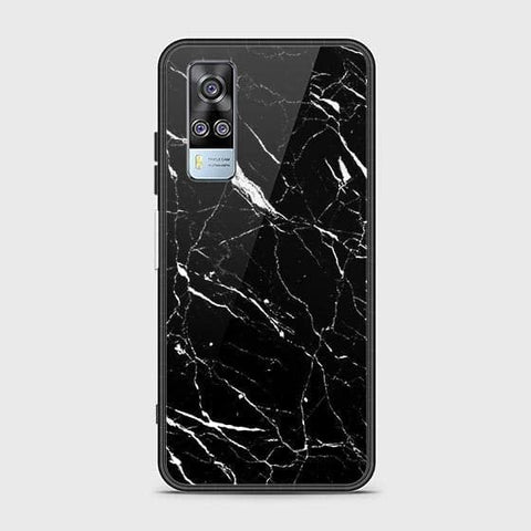 Vivo Y51s Cover - Black Marble Series - HQ Ultra Shine Premium Infinity Glass Soft Silicon Borders Case