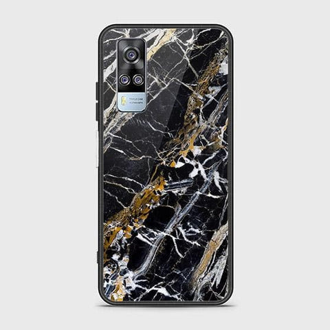 Vivo Y51s Cover - Black Marble Series - HQ Ultra Shine Premium Infinity Glass Soft Silicon Borders Case