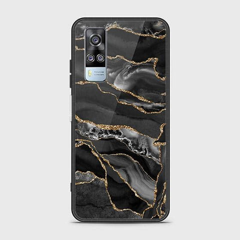 Vivo Y51s Cover - Black Marble Series - HQ Ultra Shine Premium Infinity Glass Soft Silicon Borders Case