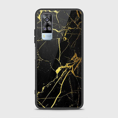 Vivo Y51s Cover - Black Marble Series - HQ Ultra Shine Premium Infinity Glass Soft Silicon Borders Case