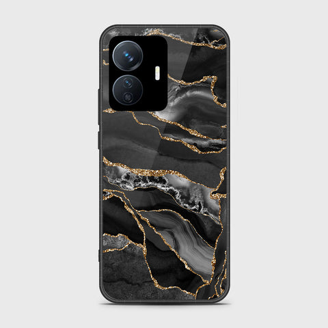 Vivo Y77e Cover- Black Marble Series - HQ Ultra Shine Premium Infinity Glass Soft Silicon Borders Case