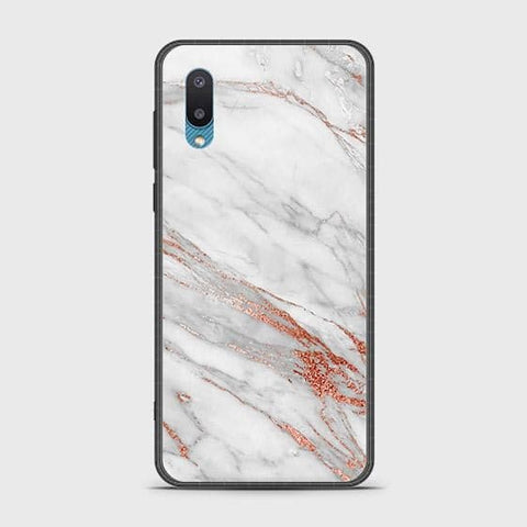 Samsung Galaxy A02 Cover - White Marble Series - HQ Ultra Shine Premium Infinity Glass Soft Silicon Borders Case