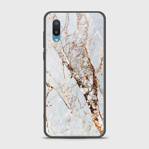 Samsung Galaxy A02 Cover - White Marble Series - HQ Ultra Shine Premium Infinity Glass Soft Silicon Borders Case