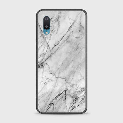 Samsung Galaxy A02 Cover - White Marble Series - HQ Ultra Shine Premium Infinity Glass Soft Silicon Borders Case