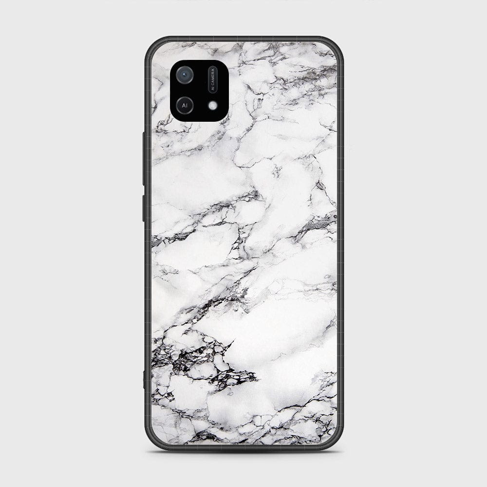 Oppo A16K Cover- White Marble Series - HQ Ultra Shine Premium Infinity Glass Soft Silicon Borders Case