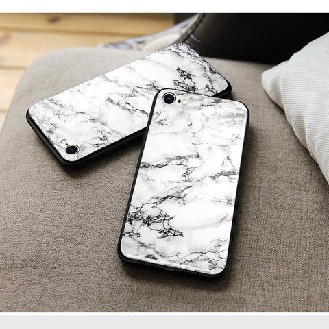 Realme 5s Cover - White Marble Series - HQ Ultra Shine Premium Infinity Glass Soft Silicon Borders Case