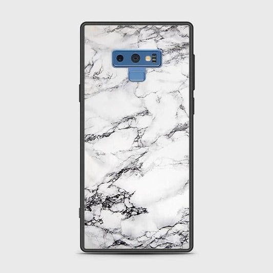 Samsung Galaxy Note 9 Cover - White Marble Series - HQ Ultra Shine Premium Infinity Glass Soft Silicon Borders Case