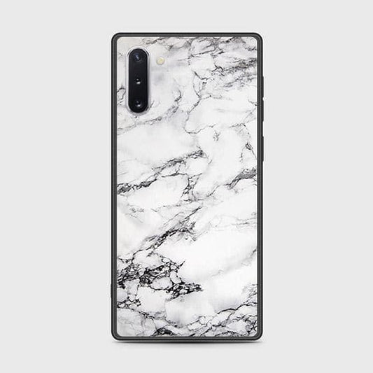 Samsung Galaxy Note 10 Cover - White Marble Series - HQ Ultra Shine Premium Infinity Glass Soft Silicon Borders Case