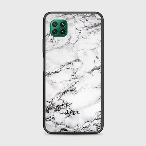 Huawei Nova 7i Cover - White Marble Series - HQ Ultra Shine Premium Infinity Glass Soft Silicon Borders Case