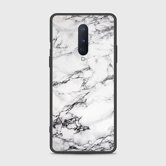 OnePlus 8 4G Cover - White Marble Series - HQ Ultra Shine Premium Infinity Glass Soft Silicon Borders Case