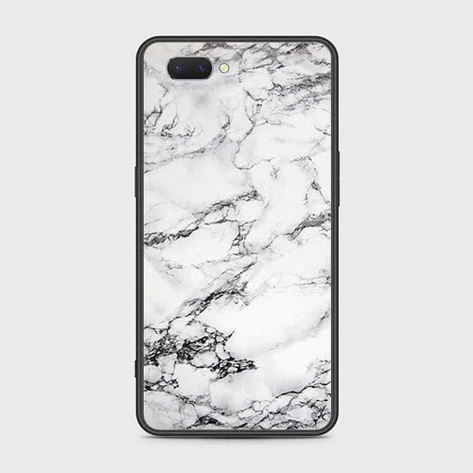 Oppo A5 Cover - White Marble Series - HQ Ultra Shine Premium Infinity Glass Soft Silicon Borders Case