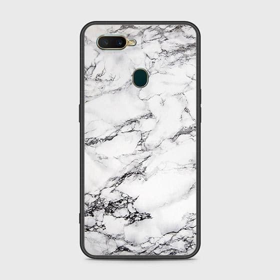 Oppo A12 Cover - White Marble Series - HQ Ultra Shine Premium Infinity Glass Soft Silicon Borders Case