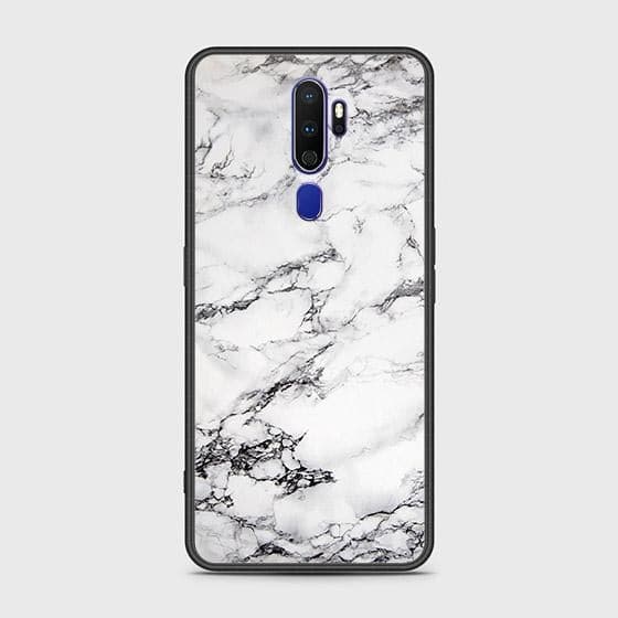 Oppo A9 2020 Cover - White Marble Series - HQ Ultra Shine Premium Infinity Glass Soft Silicon Borders Case