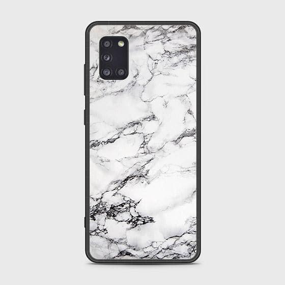 Samsung Galaxy A31 Cover - White Marble Series - HQ Ultra Shine Premium Infinity Glass Soft Silicon Borders Case